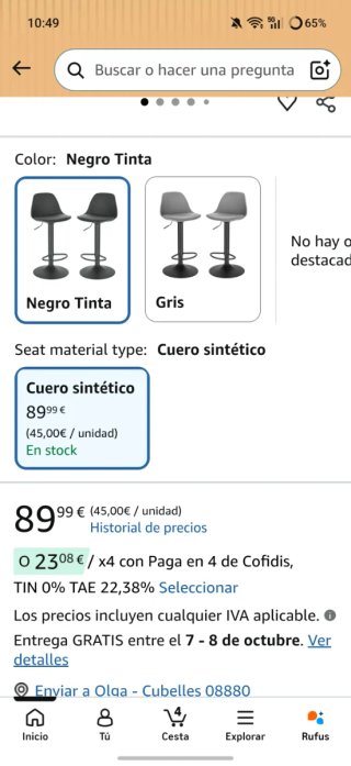 2 Taburetes Altos con Respaldo Blancos