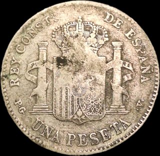 Moneta 1 Peseta 1896 Alfonso XIII in Argento
