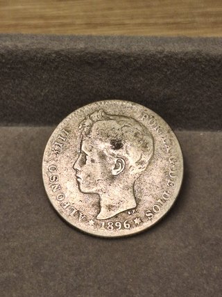 Moneta 1 Peseta 1896 Alfonso XIII in Argento