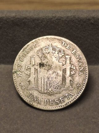 Moneta 1 Peseta 1896 Alfonso XIII in Argento