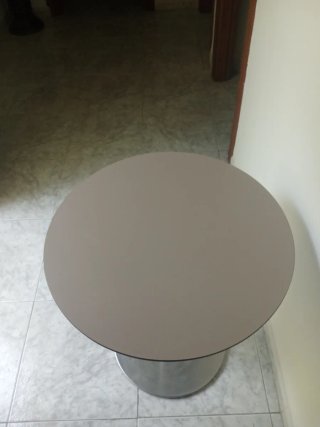 Mesa redonda aluminio y madera