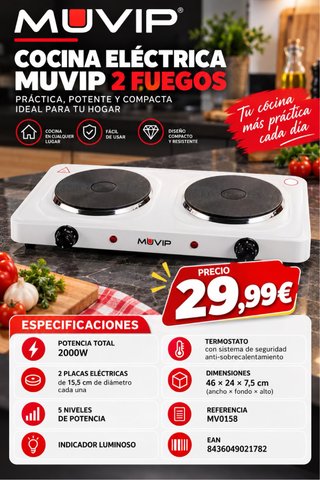 Cocina Eléctrica Muvip 2 Fuegos