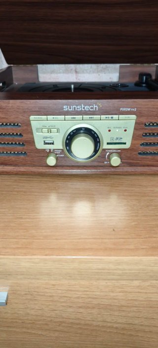 Tocadiscos Sunstech Marrón y Dorado