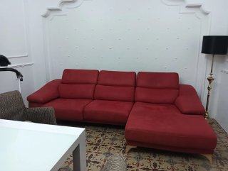 Sofá modular rojo de tela