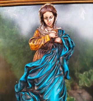 VIRGEN IMACULADA SOBRE CUADRO DE CRISTAL -