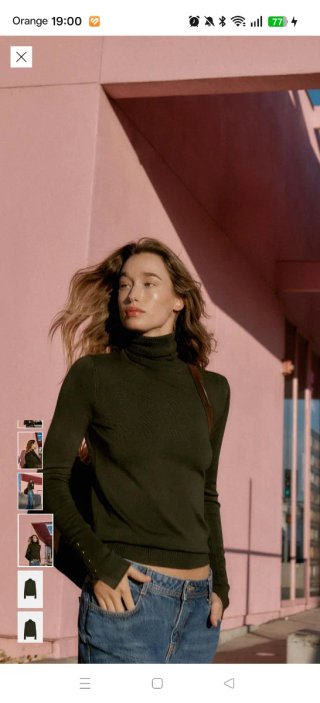 Jersey Zara cuello alto khaki oscuro