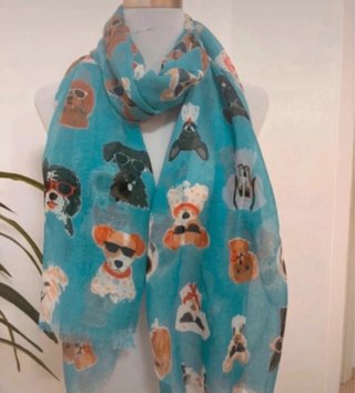 Bufanda con Estampado de Perros