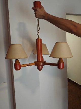 Lámpara de Techo de Madera y Tela