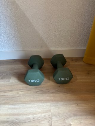 2 Mancuernas 10 kg Hexagonales Verdes