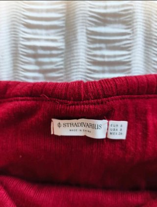 Jersey Stradivarius cuello barco burdeos Talla S