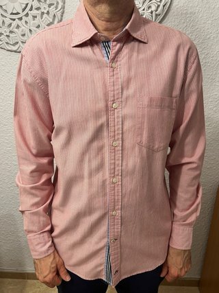 Camisa Rayas Rosa y Blanca Hombre