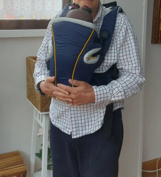 Mochila Portabebés Azul y Gris + REGALO saco