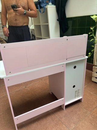 Escritorio Infantil HOMCOM Blanco y Rosa