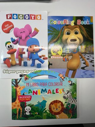 tres libros infantiles de actividades y colorear