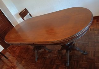 Mesa comedor extensible madera maciza ovalada