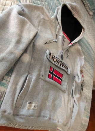 Sudadera Geographical Norway Gris Talla XL