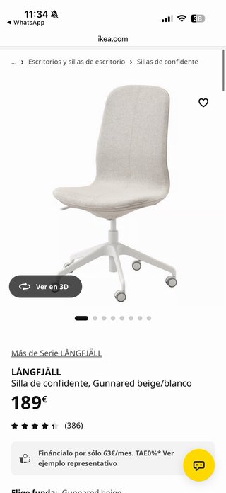 Silla de escritorio Ikea LÅNGFJÄLL beige