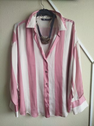 Blusa Zara Rayas Rosas y Blancas