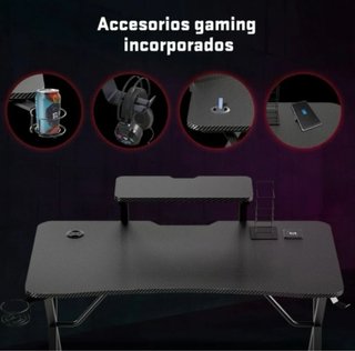 Mesa Gaming Negra 140x60x75 cm