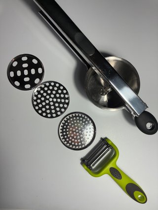Set Triturador de patatas acero inox. 5 piezas