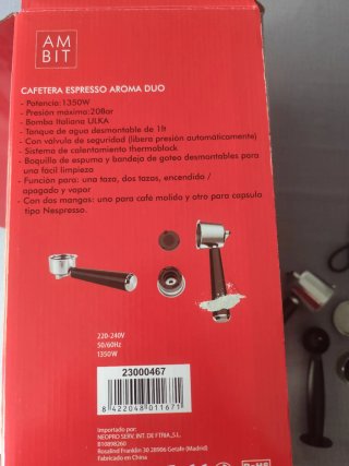 Cafetera Espresso Ambit Aroma Duo 20 Bares
