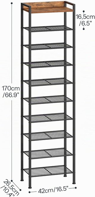 Estante Zapatero 10 Niveles Madera Metal