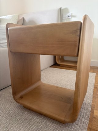 Mesita de Noche de Madera de Mango 40x30 cm sklum