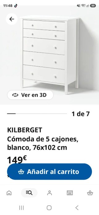 Cajonera KINBERGET IKEA Blanca