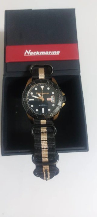 Reloj Neckmarine Nautica Sumergible Negro/Dorado c