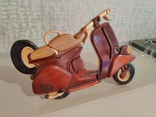 Quadretto 3D Vespa Legno Intarsiato Artigianale
