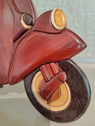 Quadretto 3D Vespa Legno Intarsiato Artigianale