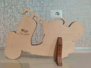 Quadretto 3D Vespa Legno Intarsiato Artigianale