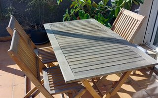 Mesa y 4 Sillas de Jardín Casaria Teca