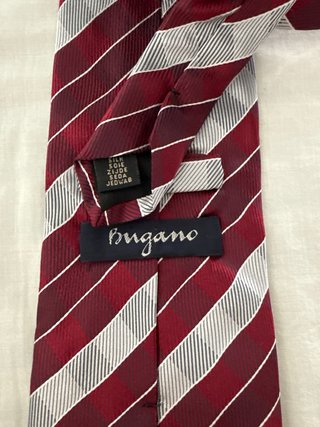 Corbata de Seda Bugano Roja y Plateada