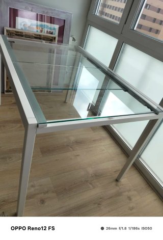 Mesa de Comedor Extensible Cristal y Metal