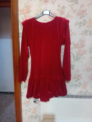 Vestito corto in velluto rosso