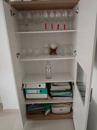 Mueble de Comedor Blanco con 5 Estanterías