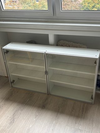 Estantería de pared Acristalada Doble Blanca