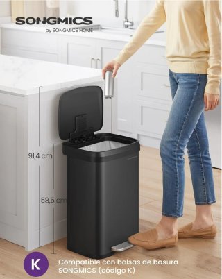Cubo Basura Cocina Songmics 50L Negro