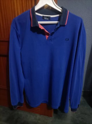Polo de Manga Larga Fred Perry Azul Talla L