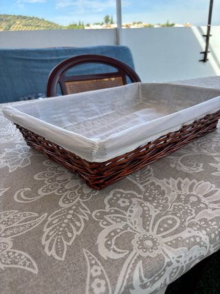 Cesta Mimbre Forrada Tela