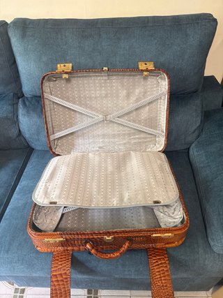 Maleta Vintage Leclerc Piel Marrón/Naranja
