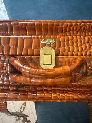 Maleta Vintage Leclerc Piel Marrón/Naranja