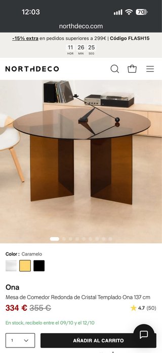 Mesa comedor Northdeco cristal.