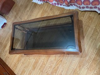 Mesa de Salón de Madera y Cristal