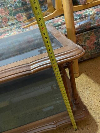 Mesa de Salón de Madera y Cristal