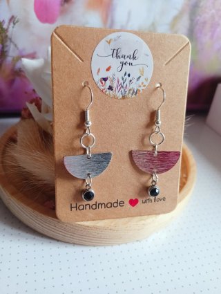 Pendientes media luna con brillante negro