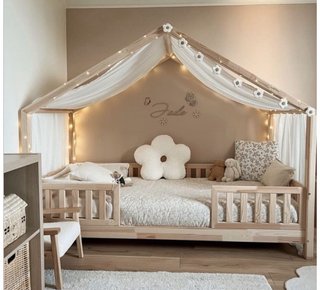Cama Infantil Estilo Casita de Madera