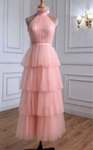 Vestido de Fiesta de Tul Rosa