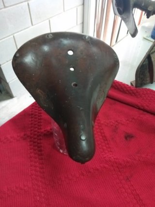 Sillín Bici Antigua Varillas Cuero Marrón,BH.70 añ